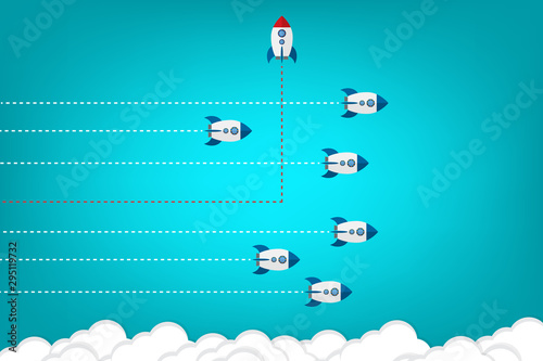 Think differently - Being different, taking risky, move for success in life -The graphic of rocket also represents the concept of courage, enterprise, confidence, belief, fearless, daring,
