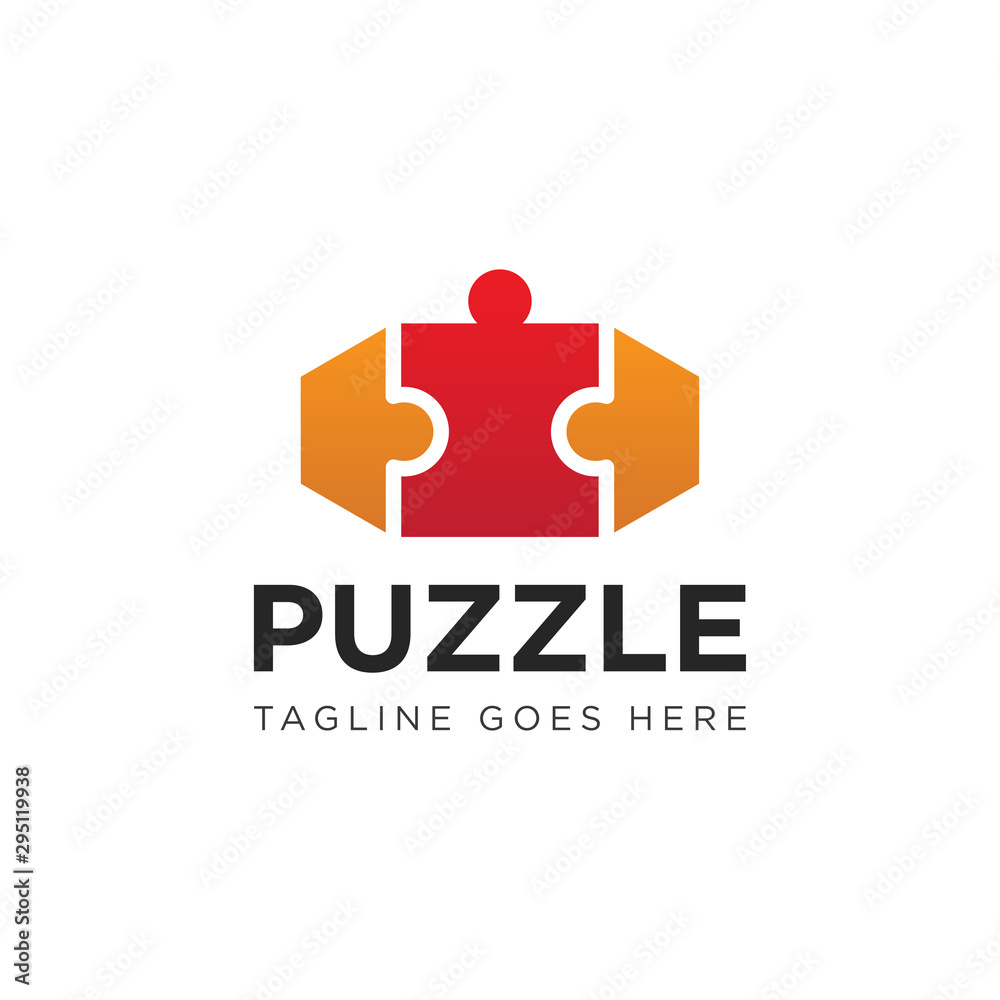 puzzle logo and icon vector illustration design template
