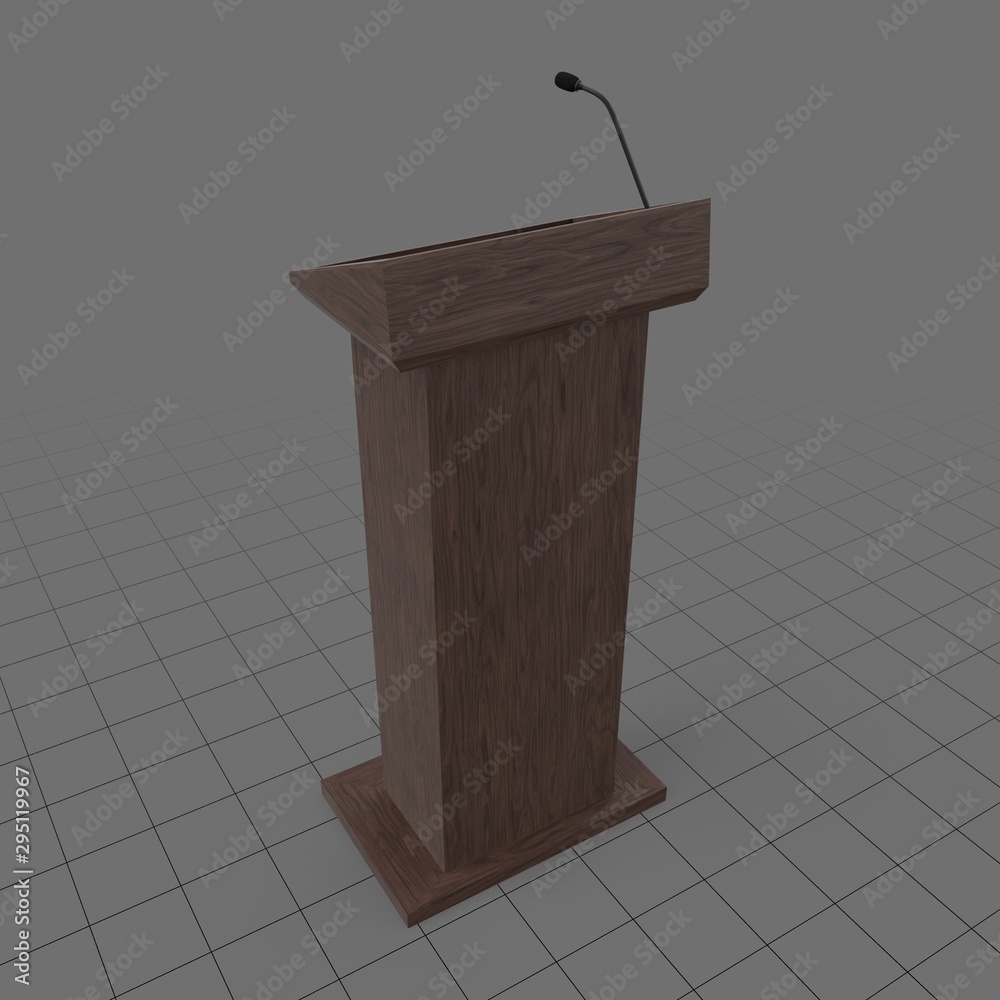 Wooden podium with microphone Recurso 3D do Stock | Adobe Stock