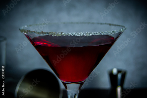 red cocktail with sugar rimming