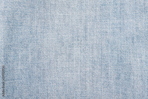 Closeup of cotton mixed with polyester fabric in light blue and grey tone for textile texture for background and decoration Cool banner on page and cover