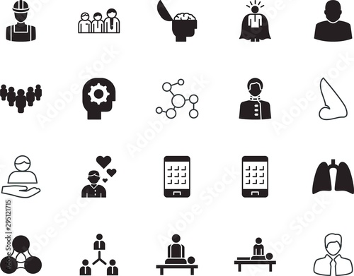 people vector icon set such as: hands, manufacture, line, global, support, preacher, fabrication, women, coverage, priest, workman, men, technician, education, religion, plastic, engineering, beauty