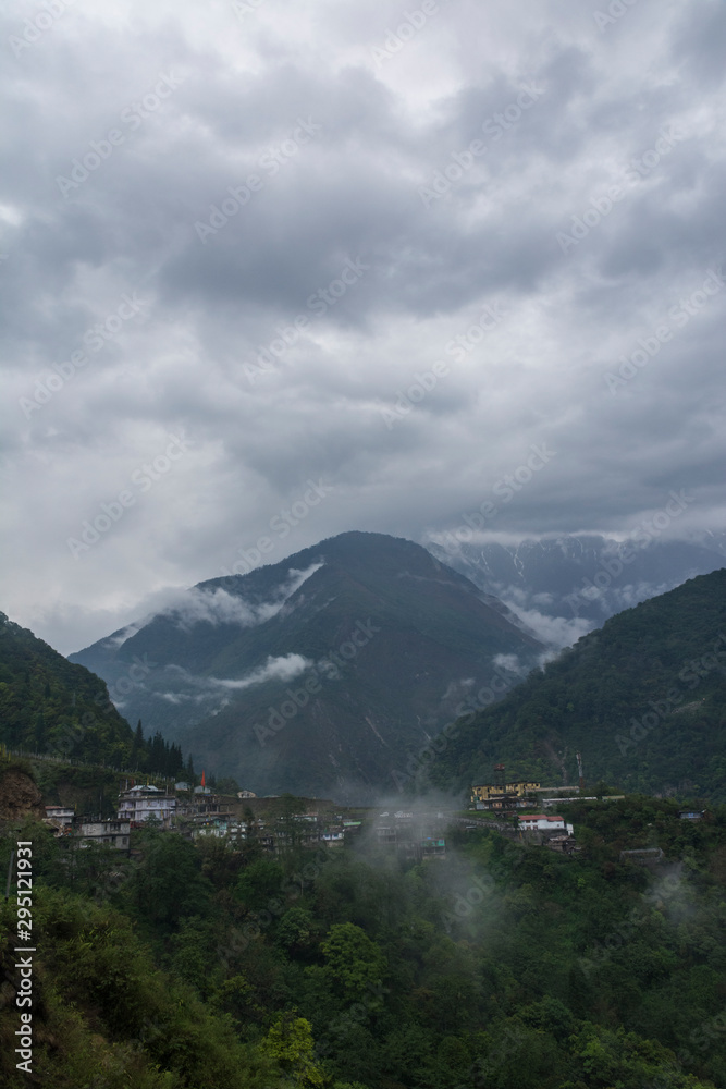 Cloudy Weather and Hilly terrain at Sikkim India