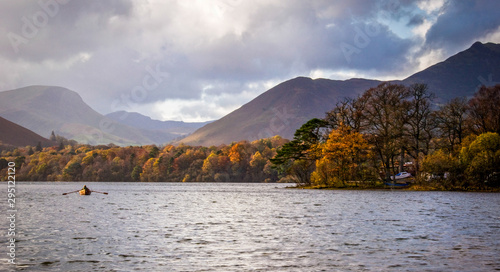 Rowing boat in the Lake District in autumn