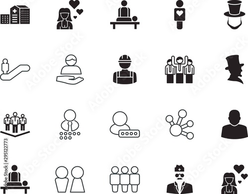 people vector icon set such as: bathroom, hand, supervisor, data, up, boss, conference, general purpose, trust, mall, help, glyph, menu, media, cooperation, workman, sex, innovation, doctor