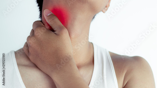 man neck pain,Symptom of cervical chondrosis,Health concept.