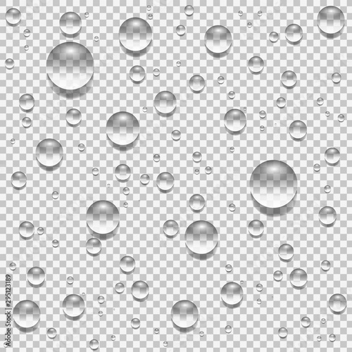 Water, rain, dew or splash shower drops isolated on transparent background.