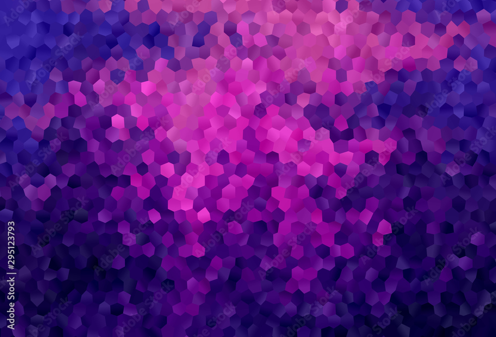 Dark Purple vector pattern with colorful hexagons.