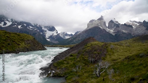 Salto Grande Waterfall While Backpacking in Torres del Paine National Park in Chilean Patagonia 