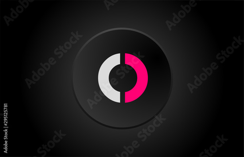 alphabet letter o black circle pink white logo icon design