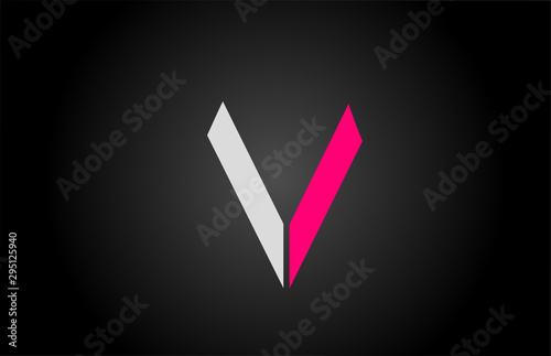 white pink alphabet letter v logo icon design