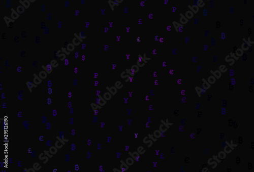 Dark Purple vector pattern with symbols of currency.