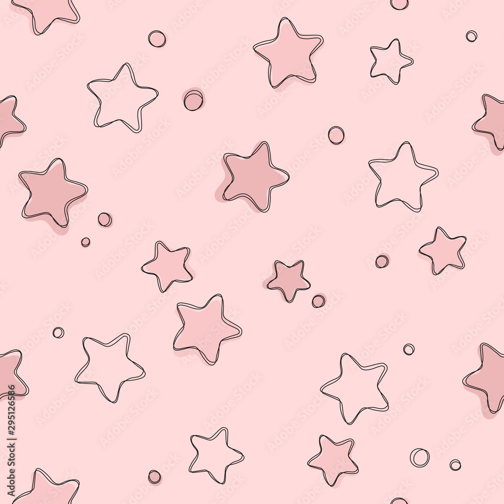 Cute light stars seamless pattern. Sweet dreams background. illustration for xmas wallpaper, wrap, fabric, textile, cloth or package design. Baby shower background or invitation template
