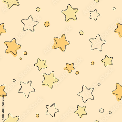Cute light stars seamless pattern. Sweet dreams background. Illustration for xmas wallpaper, wrap, fabric, textile, cloth or package design. Baby shower background or invitation template