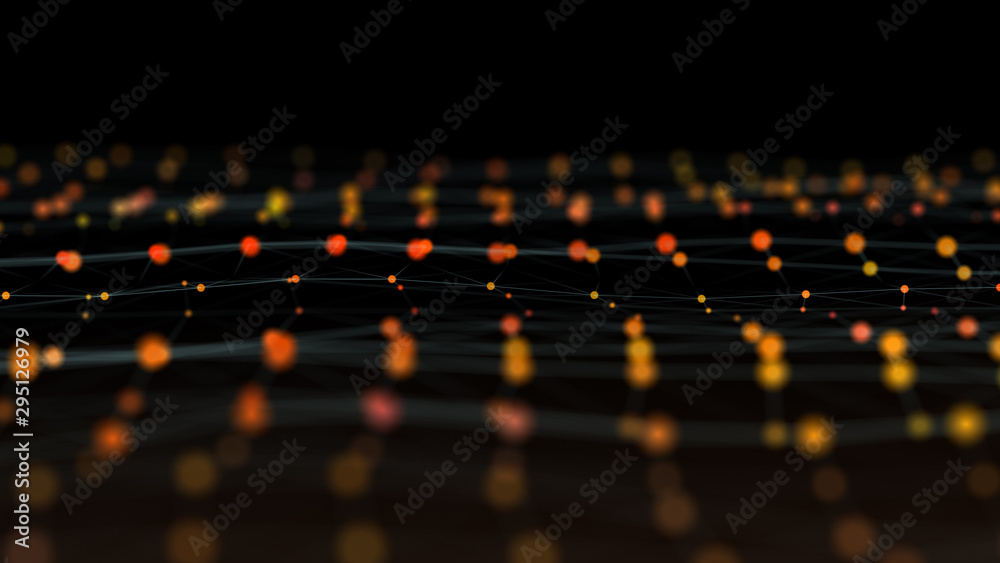 Obraz premium Led light elements connected in orange colour garland.