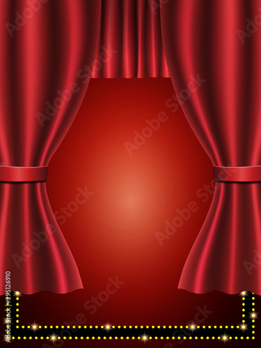 Background with red theatre curtain