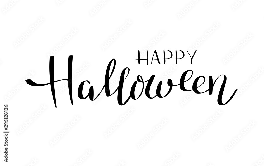 Happy Halloween vector lettering. Holiday calligraphy on white background