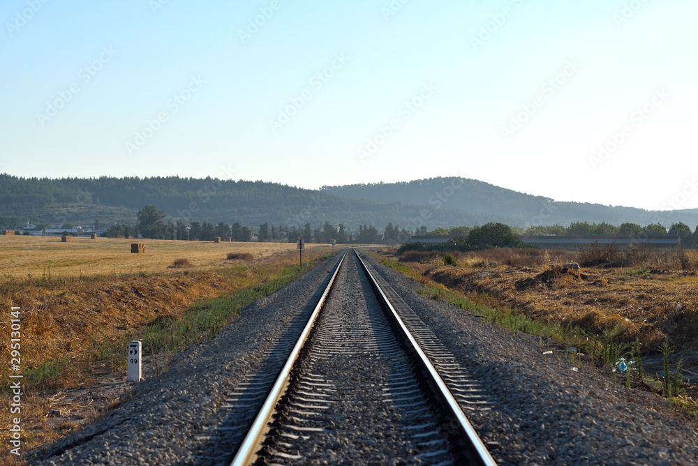 Long straight Train rail view
