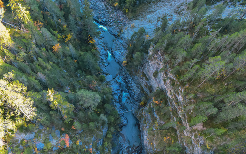 Colorful swiss autumn landscape in Filisur.