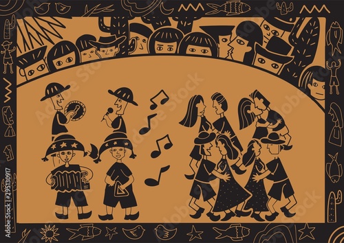 illustration of cordel style music and dance performances