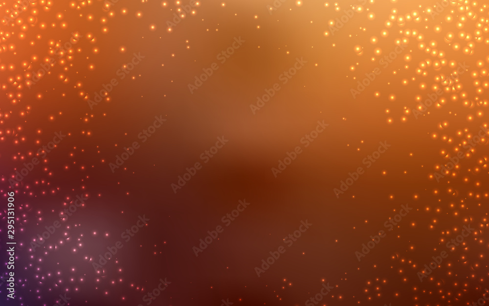 Dark Orange vector layout with cosmic stars. Shining colored illustration with bright astronomical stars. Pattern for astrology websites.