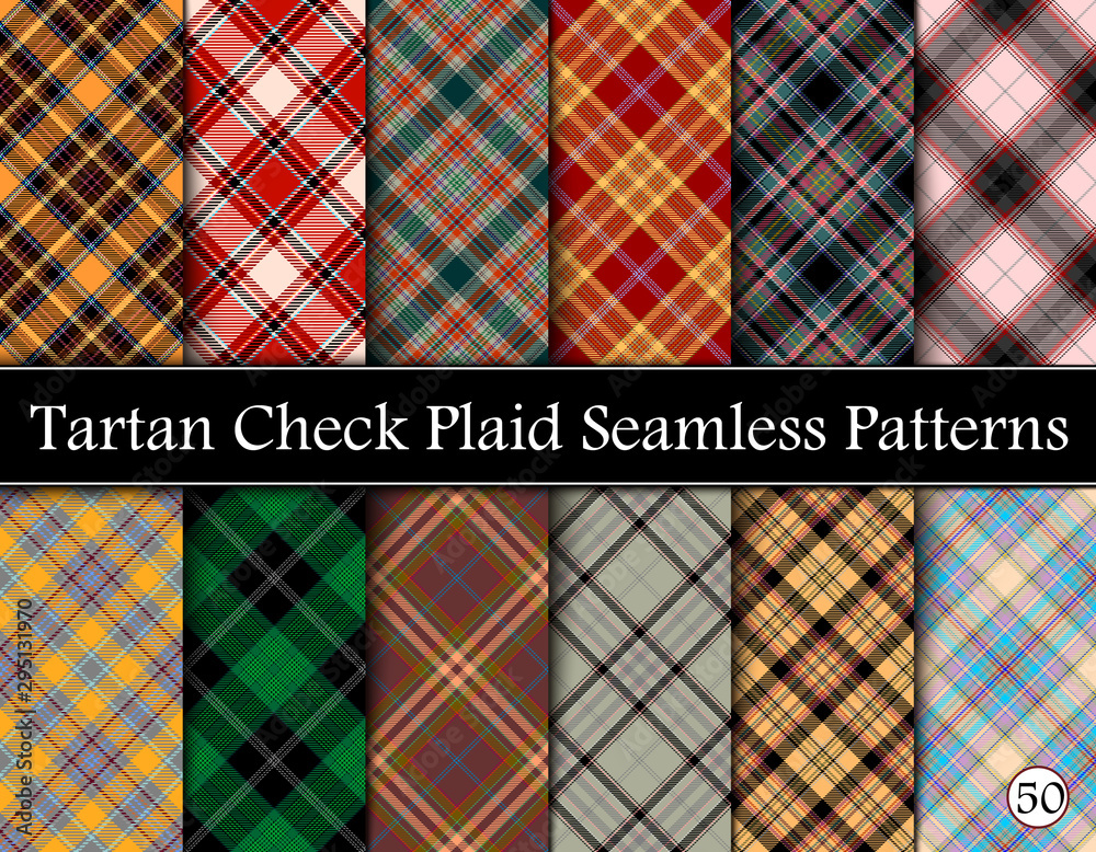 Set Tartan Plaid Scottish Seamless Pattern