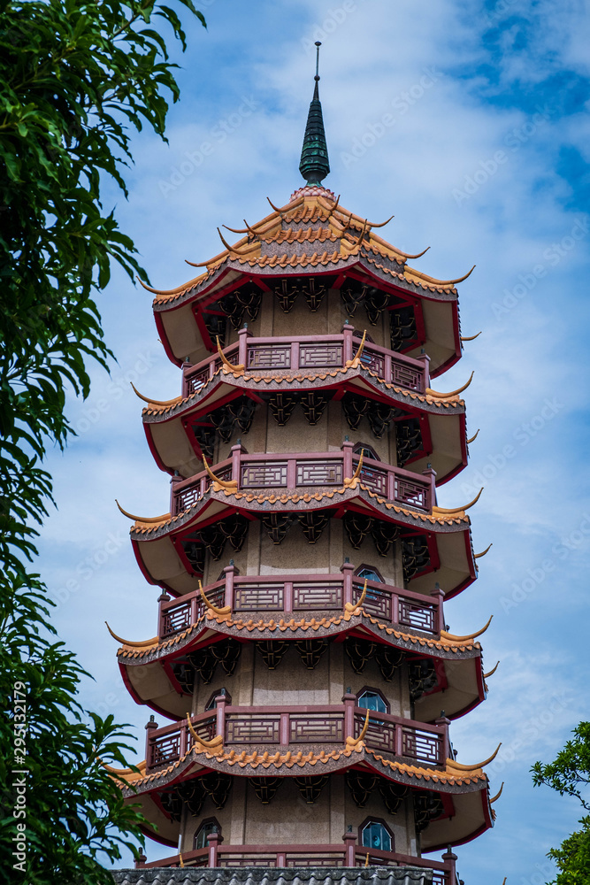 Chinese pagoda in Bangkok, Thailand front view