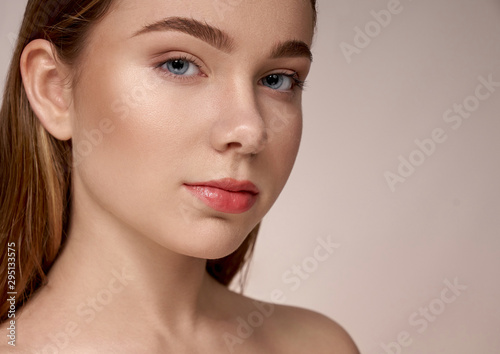 Attractive girl with brow styling after beauty salon