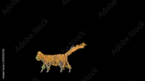 Growing Tree in a shape of a cat. Eco Concept. 3D rendering.