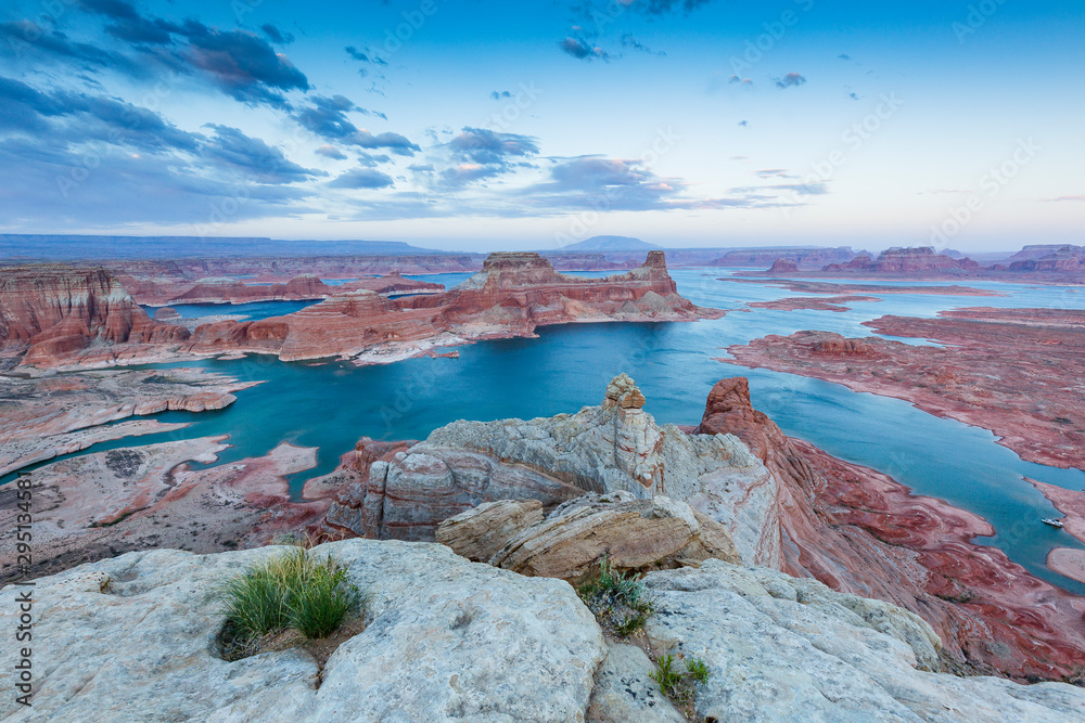 Alstrom Point, AZ, USA. View of Gunsight Bay from towering overlook at Alstrom Point.