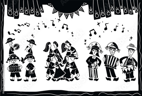 illustration of cordel style music and dance performances