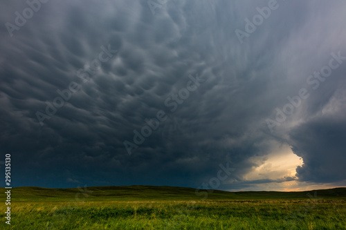Dramatic clouds during supercell thunderstorm.
