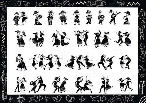 illustration of cordel style music and dance performances photo