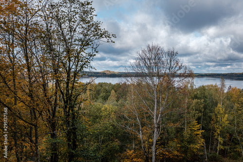 beautiful natural lake or river in autumn