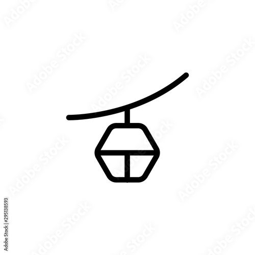 Ski cable lift icon for ski and winter sports. Design for tourist catalog, maps of the ski slopes, placard, brochure, flyer, booklet. Vector illustration.