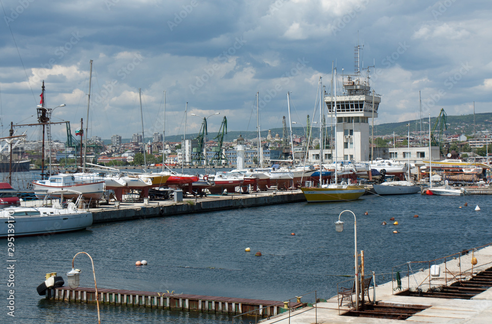 VARNA, BULGARIA - MAY 11, 2015: yachts in sea port.