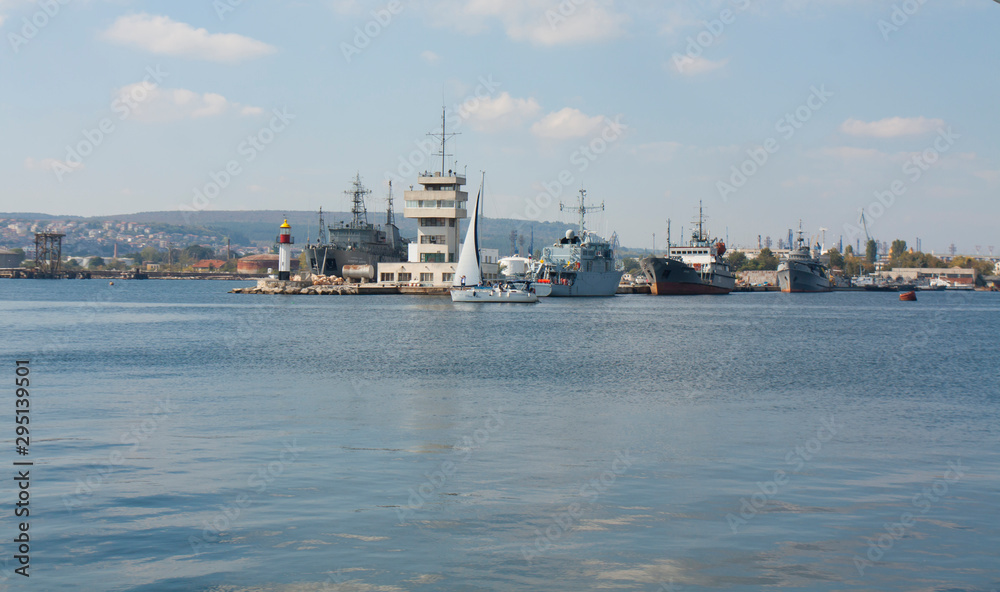 VARNA, BULGARIA - OCTOBER 01, 2016: ships and yacths in sea port.