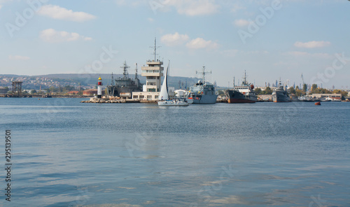 VARNA, BULGARIA - OCTOBER 01, 2016: ships and yacths in sea port.