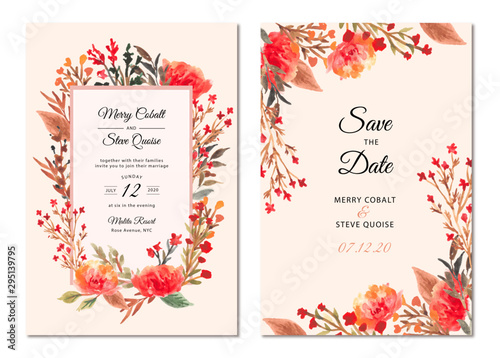 wedding invitation beautiful floral frame watercolor