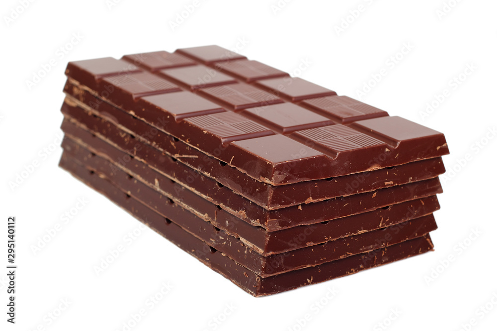 Dark Chocolate Tablet Stack. Isolated on white background. Dark Chocolate Tablet Stack. Isolated on white background.