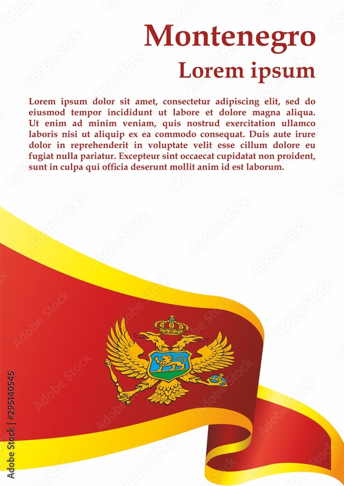 Flag of Montenegro, Montenegro. Template for award design, an official document with the flag of Montenegro. Bright, colorful vector illustration.