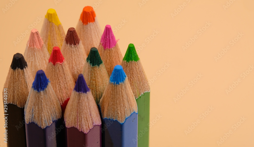 Pattern of Many different colored pencils on background Pattern of Many different colored pencils on background