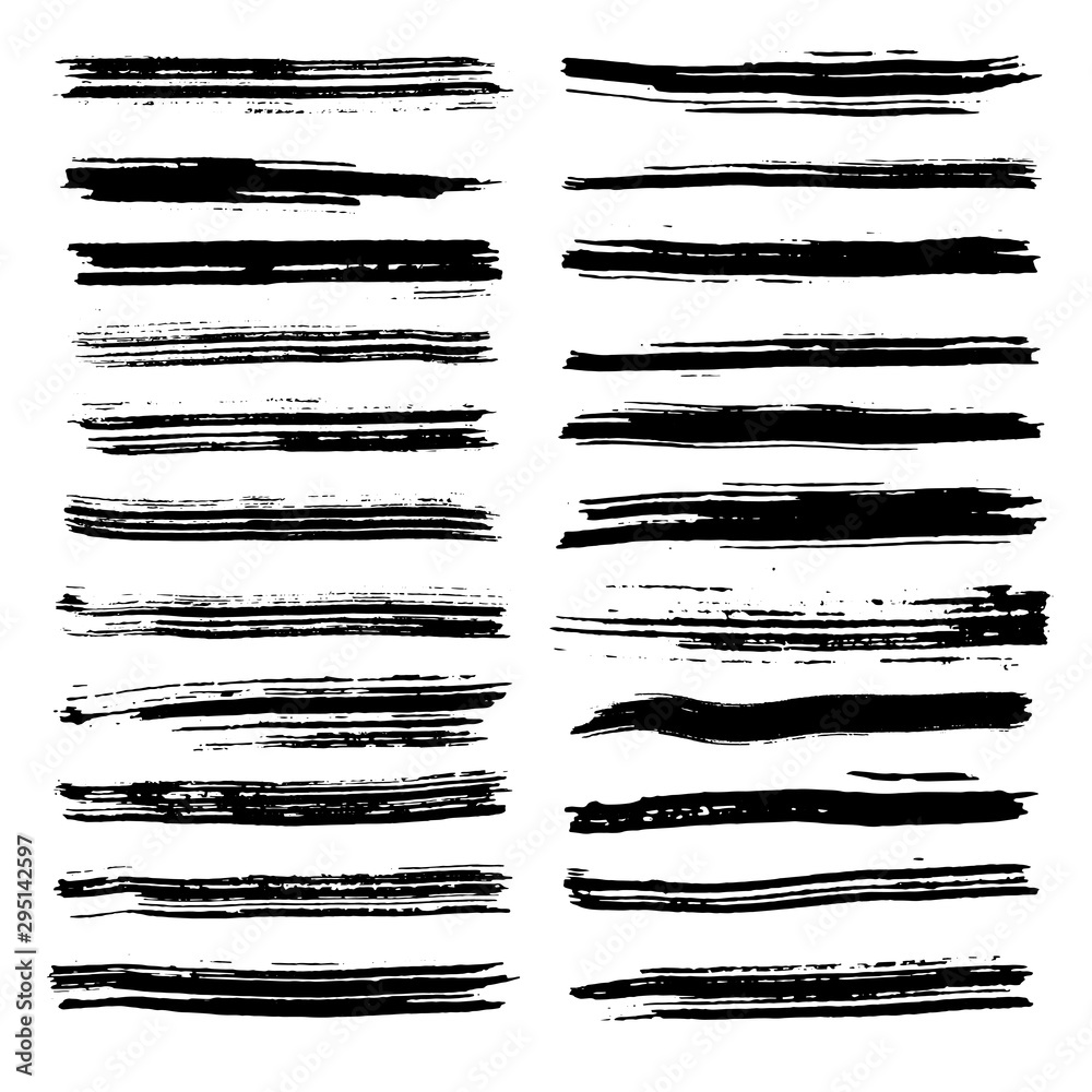Brush strokes for text fields. Vector brush set. Dirty banner texture. Ink splatter. Painted items. Strokes and ink lines. - obrazy, fototapety, plakaty 