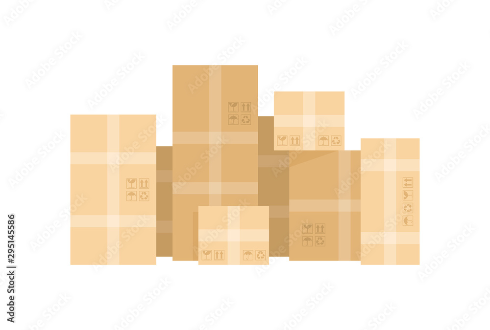 Pile of cardboard boxes. isolated on white background Pile of cardboard boxes. isolated on white background