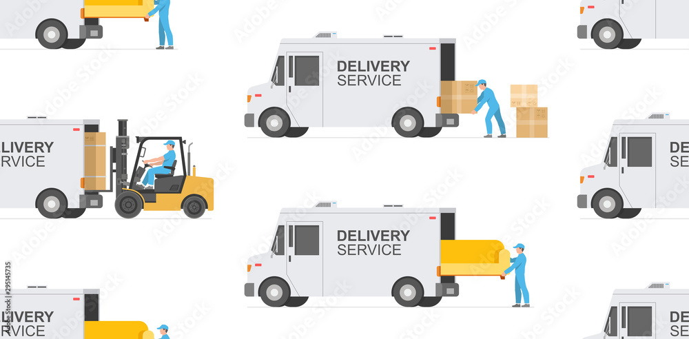 seamless pattern with Delivery service. Warehouse logistic. isolated on white background