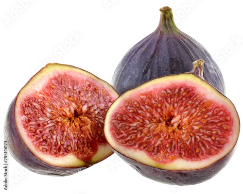 Sliced ​​figs closeup isolated on a white background.