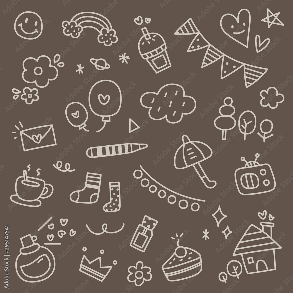 Set of Hand Drawn Cute Doodle Vector Illustration