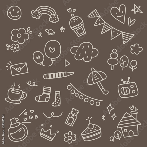 Set of Hand Drawn Cute Doodle Vector Illustration