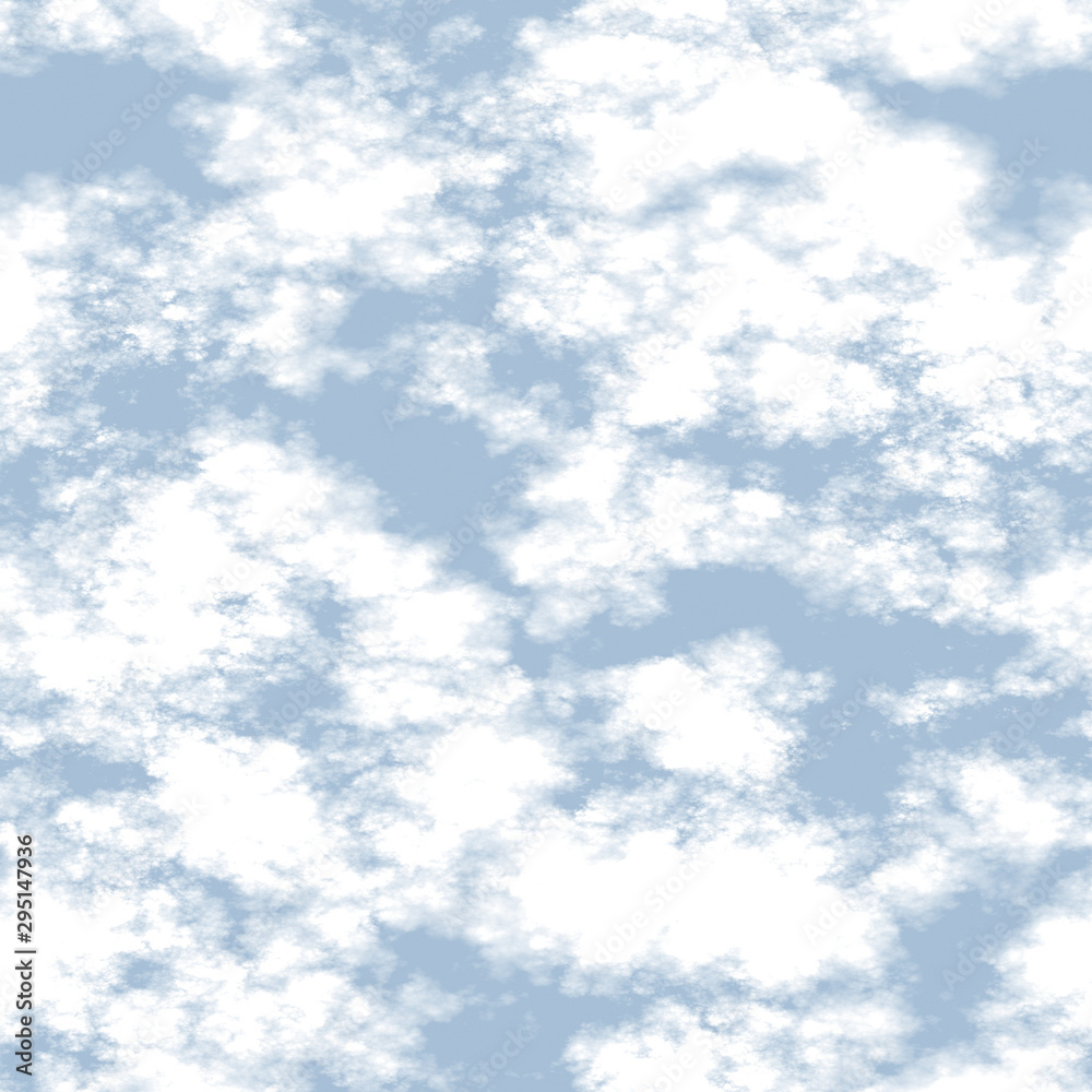 White clouds and blue sky seamless stock illustration.