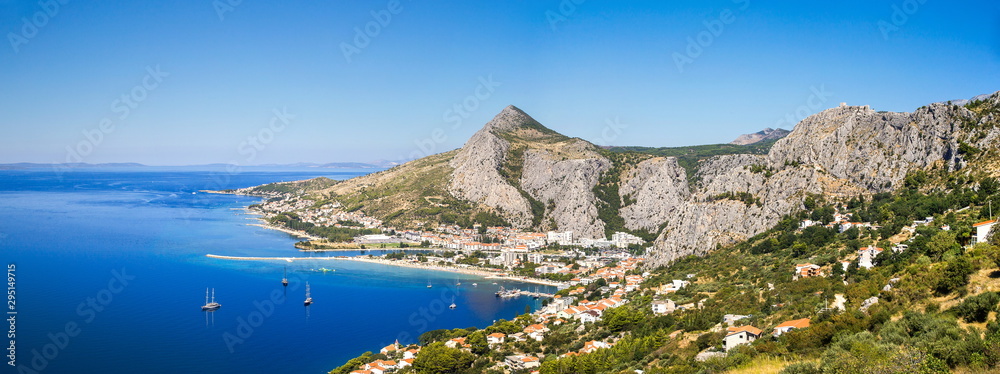 panorama of coastline and mountains in Omis Croatia